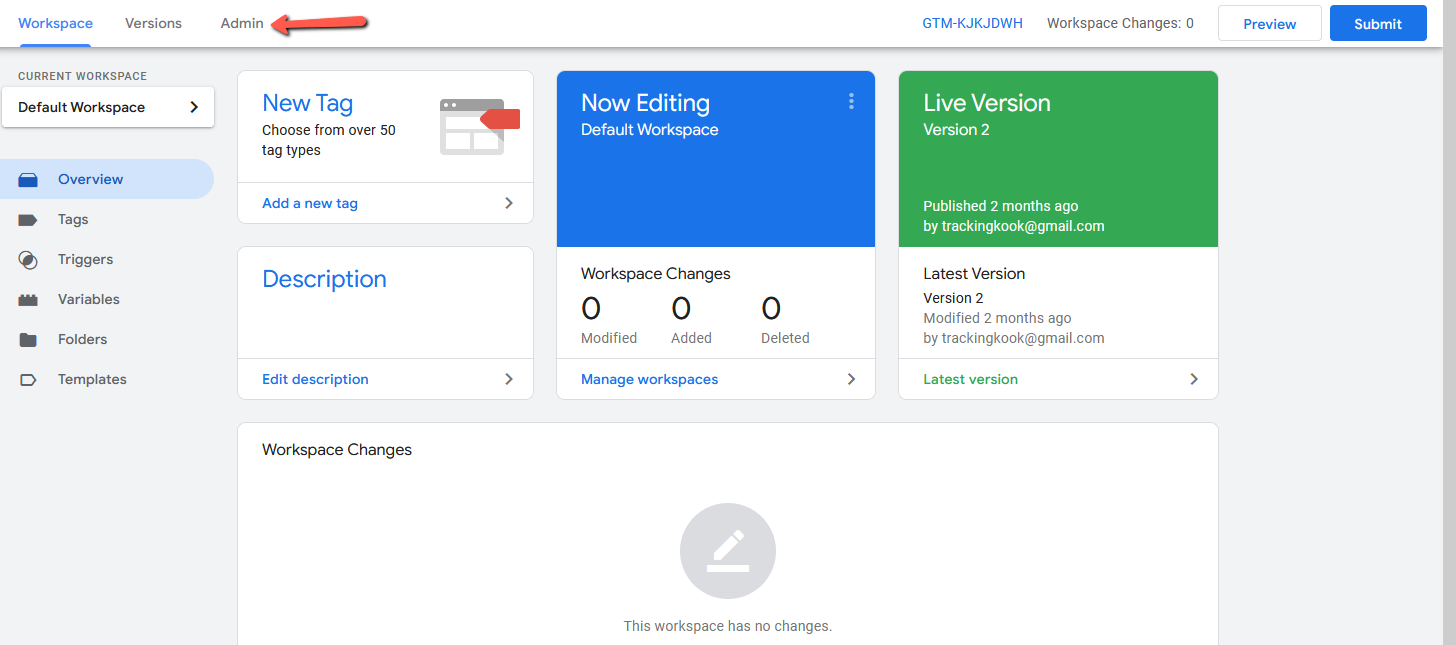 Log into your Google Tag Manager account 