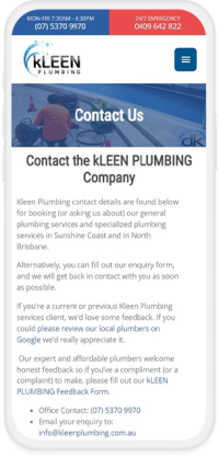 Tradie Website Design for Kleen Plumbing