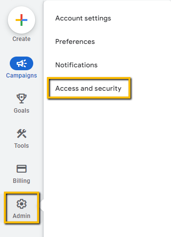 access and security google admin