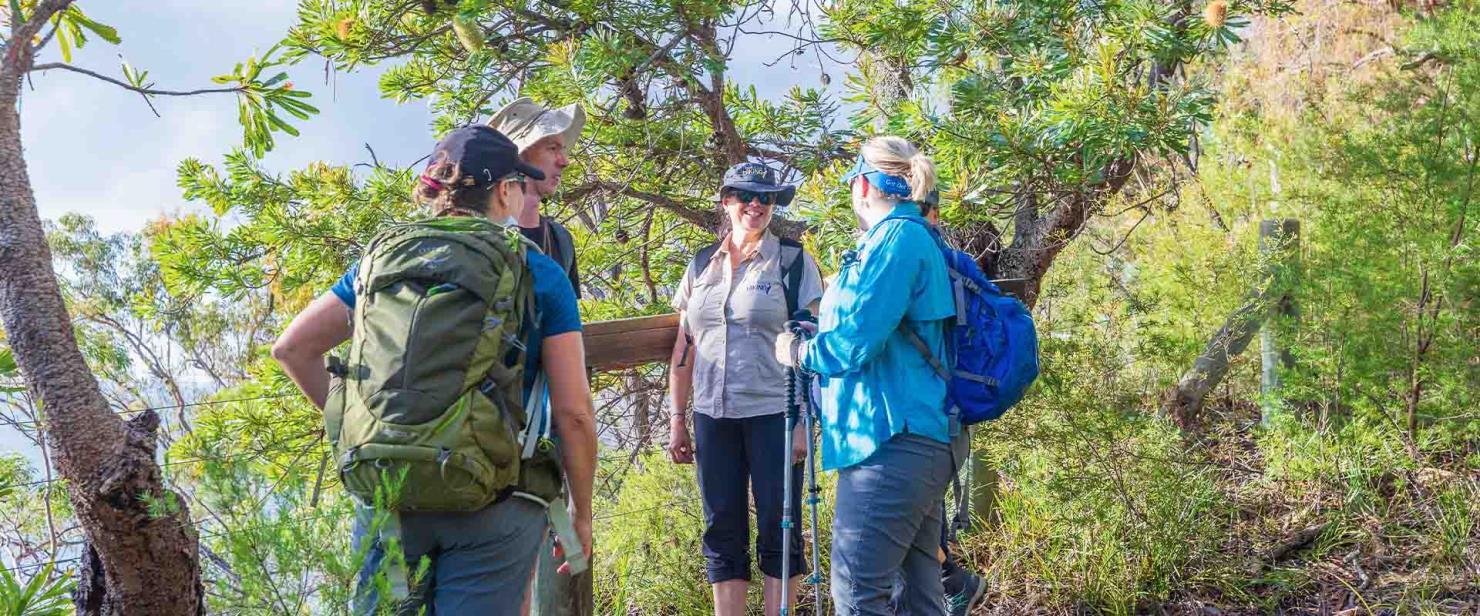 People hiking through K'gari